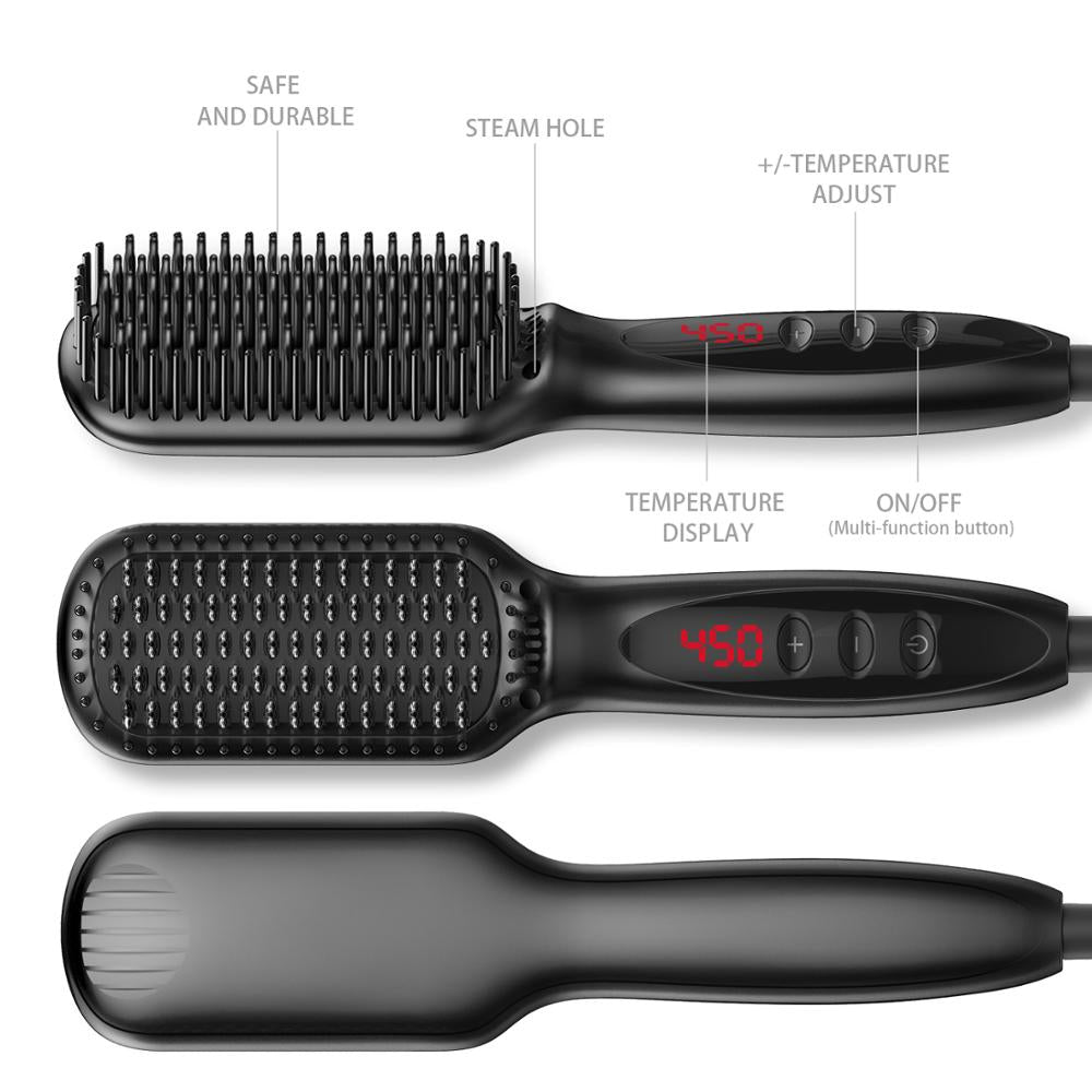 One-Step Hair Dryer & Volumizer Hot Air Brush Hot Air Curling/Electric Beard Hair Brush Straightener Tangle Comb Iron Hair Care